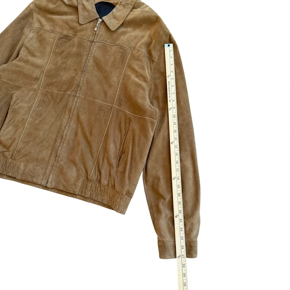 TORRAS Suede Bomber Jacket Mens Tan‎ Leather Zip Front Casual Outerwear XL